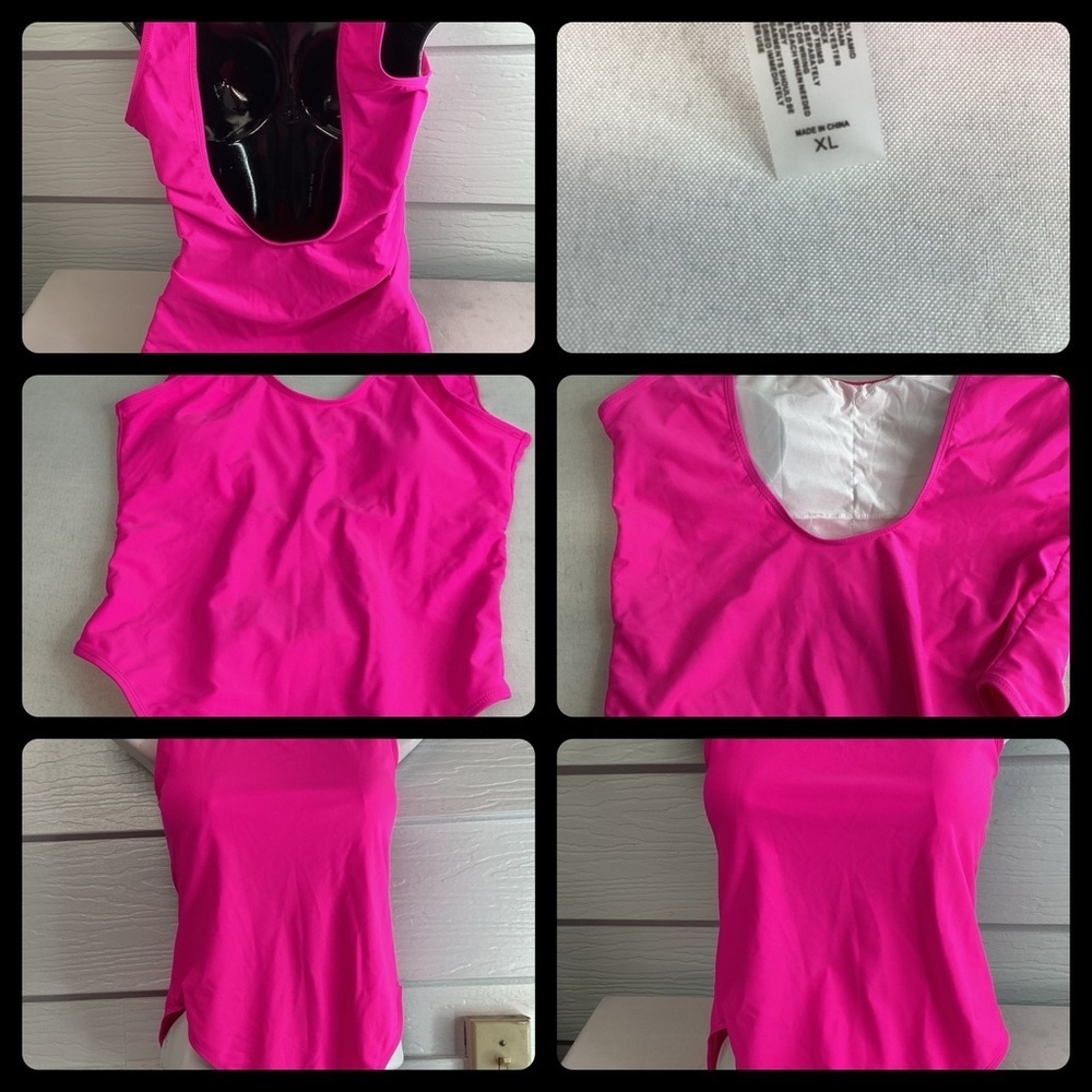 Hot pink one piece swimsuit. - Picture 2 of 4